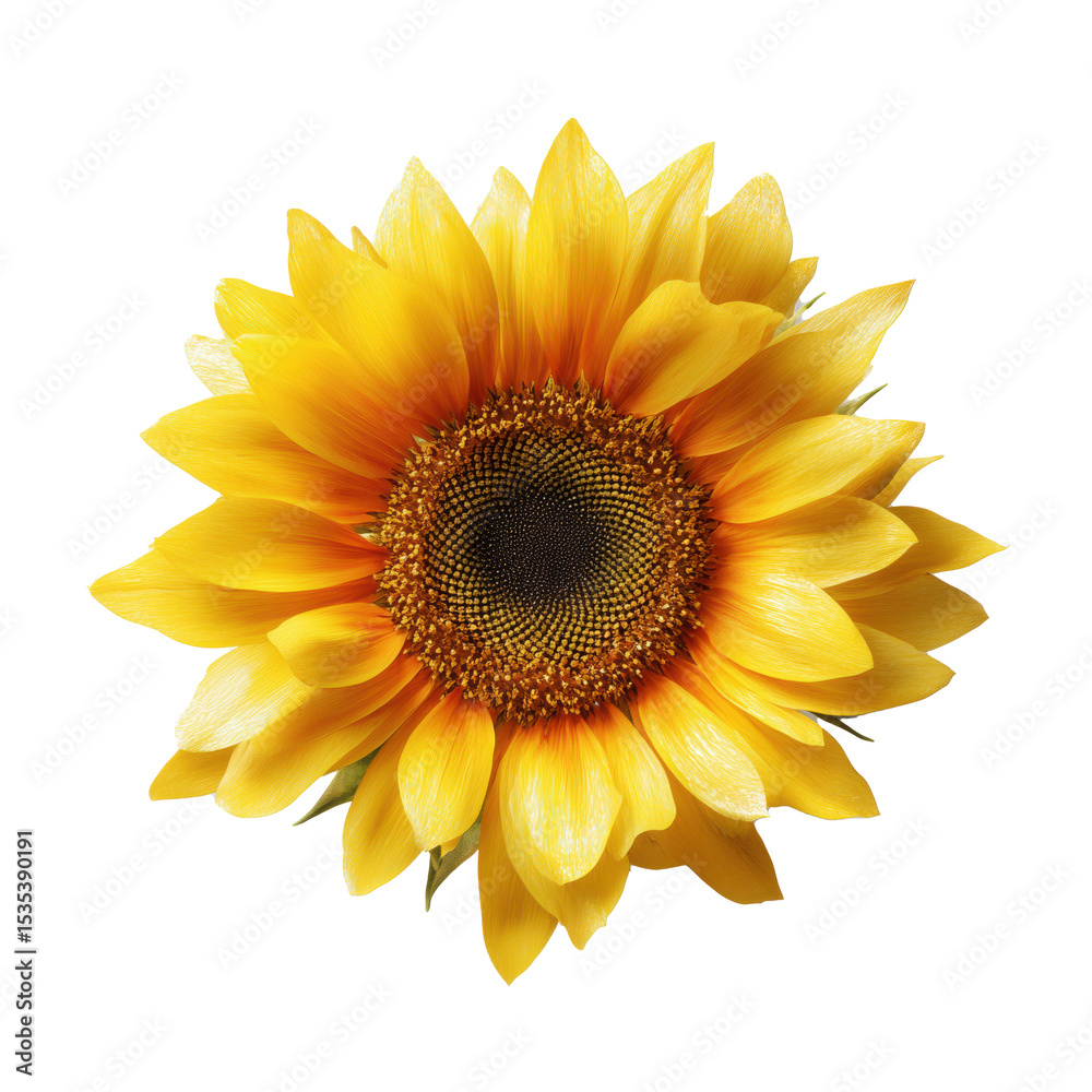 Fototapeta premium Stunning Yellow Sunflower Closeup , white background cut out PNG