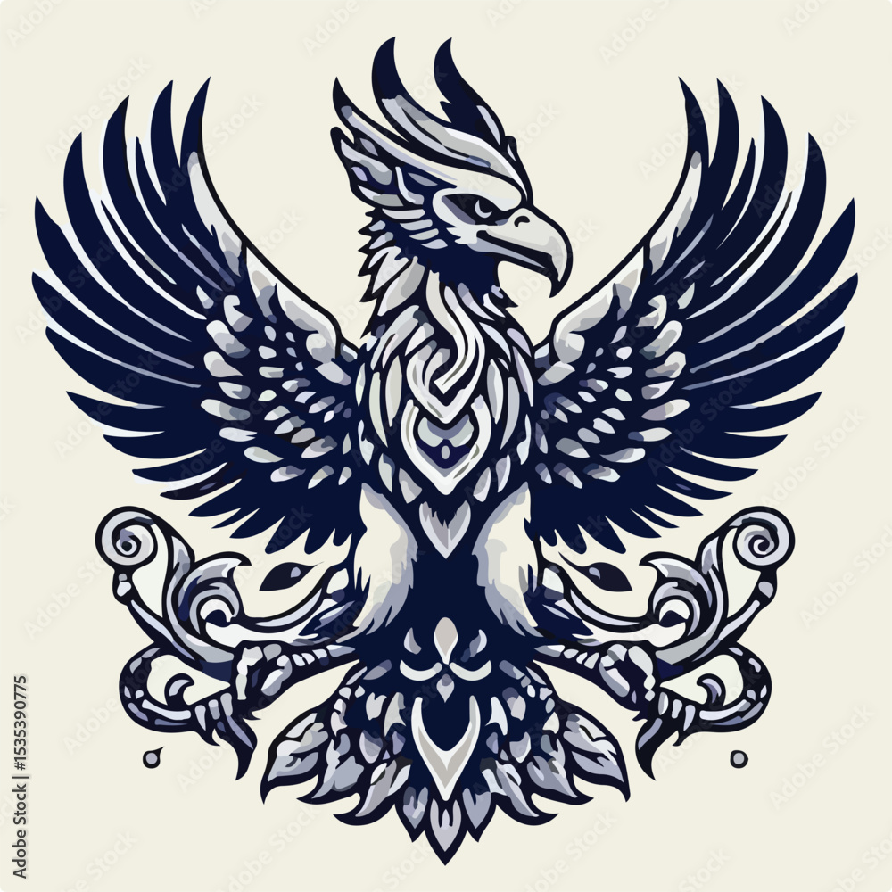 Obraz premium Garuda bird image with simple and minimalist flat design using a white background