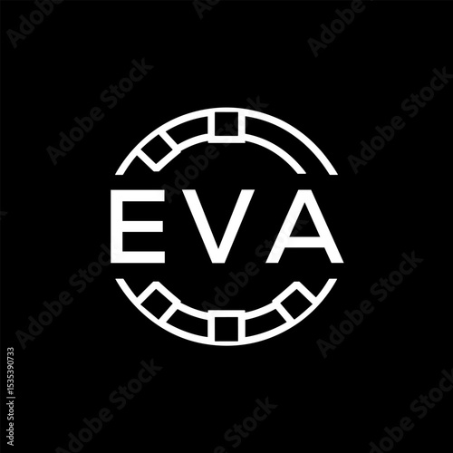 EVA Modern Tech Logo, Design – EVA Later Logo,  Futuristic Blue and White Circular Emblem on Black Background.
