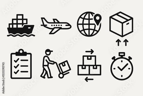Shipping Icons Collection Simple & Clean Vector Graphics for Websites and Apps