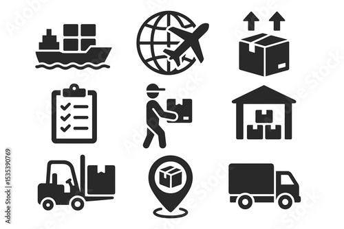 Shipping Icons Collection Simple & Versatile Vector Graphics for Logistics and Delivery