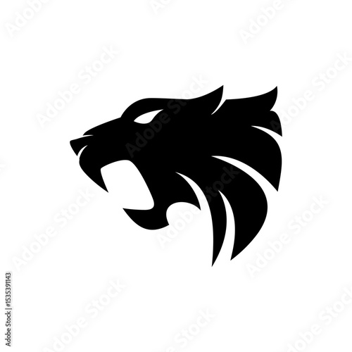 tiger head logo abstract roaring silhouette