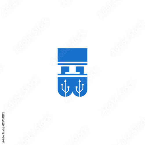 Connecting USB flash drive to computer logo design.