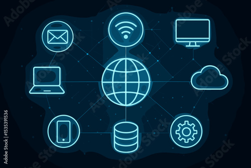 Futuristic Digital Network Global Connectivity and Technology Integration