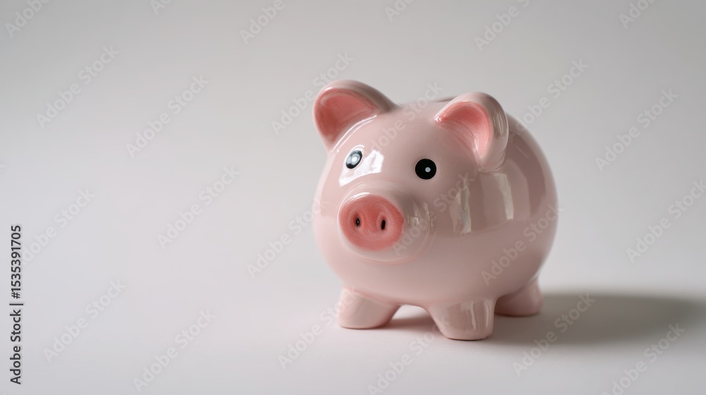 Piggy Bank of Savings: An adorable pink piggy bank, symbolizing financial prudence and the accumulation of wealth, is poised against a pristine backdrop, ready to accept and safeguard future savings. Piggy Bank of Savings: An adorable pink piggy bank, symbolizing financial prudence and the accumulation of wealth, is poised against a pristine backdrop, ready to accept and safeguard future savings.