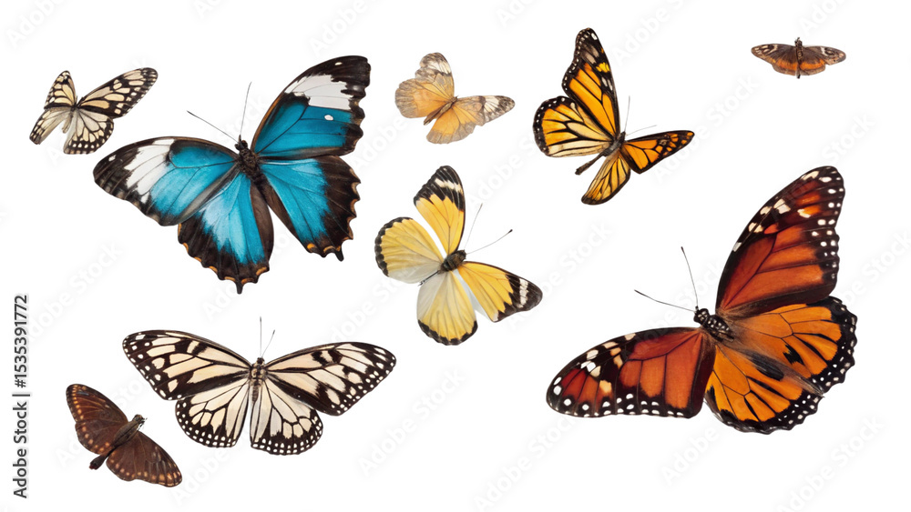 Fototapeta premium Butterflie, isolated transparent background