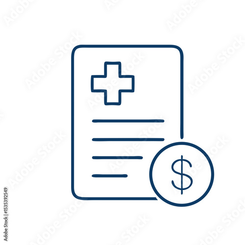 Medical invoice icon with dollar sign, ideal for representing healthcare billing and payment processes
