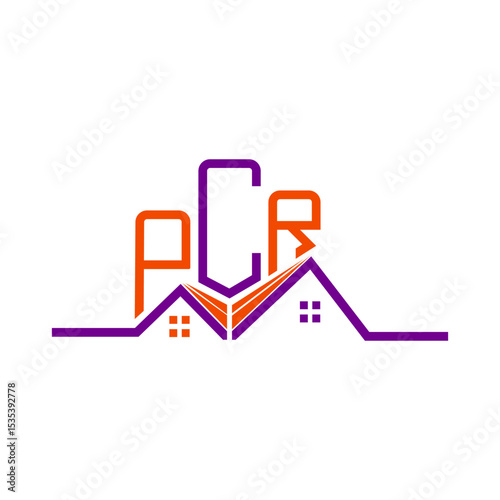 PCR Real State logo design, PCR simple and modern logo. PCR luxurious alphabet design
