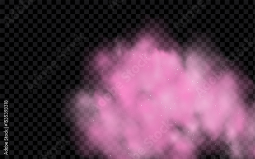 Pink powder dust with glittering shimmering swirls, shiny glitter design. Magical motion, sparkling lines on a black background.