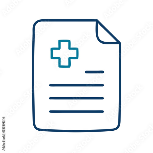 Medical document icon with a cross, ideal for representing health records and healthcare documentation 