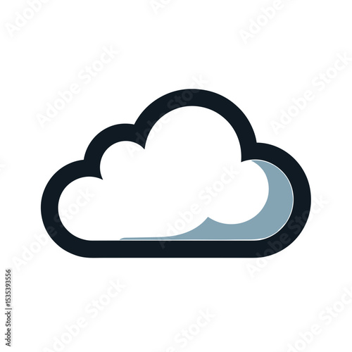 Stylized cloud with shadow effect, for weather forecasts, with space for copy