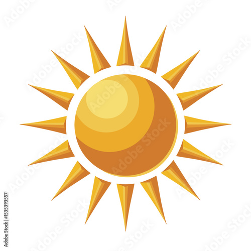 Stylized yellow sun, icon design for summer or heat related blogs with space for copy