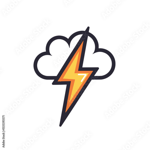 Lightning bolt striking through a cloud, simple design, for weather blogs