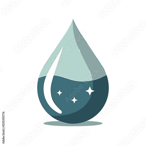 Clean water drop with stars, simple design, for environmental concepts