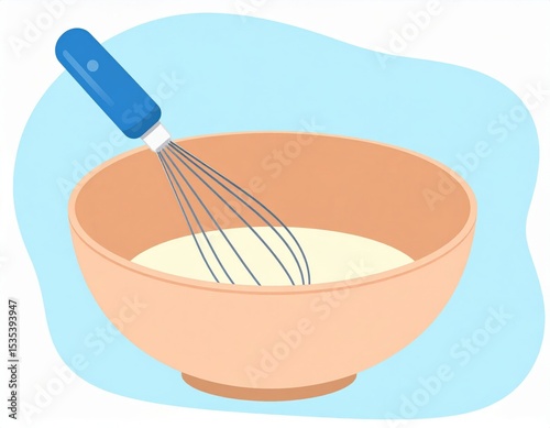 Mixing Ingredients In Pastel Bowl With Whisk