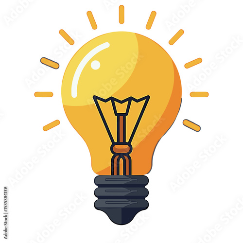 Classic lightbulb icon with radiating light, symbolizing a new idea