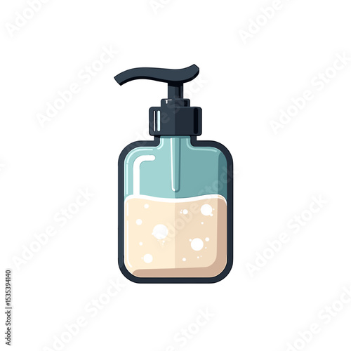 Bottle of lotion with pump dispenser, cosmetic packaging for healthcare advertising