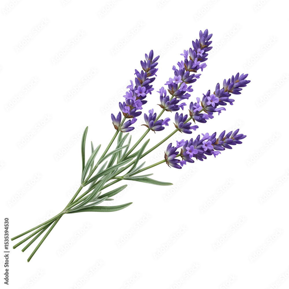 Naklejka premium Lavender sprigs bouquet isolated on transparent background