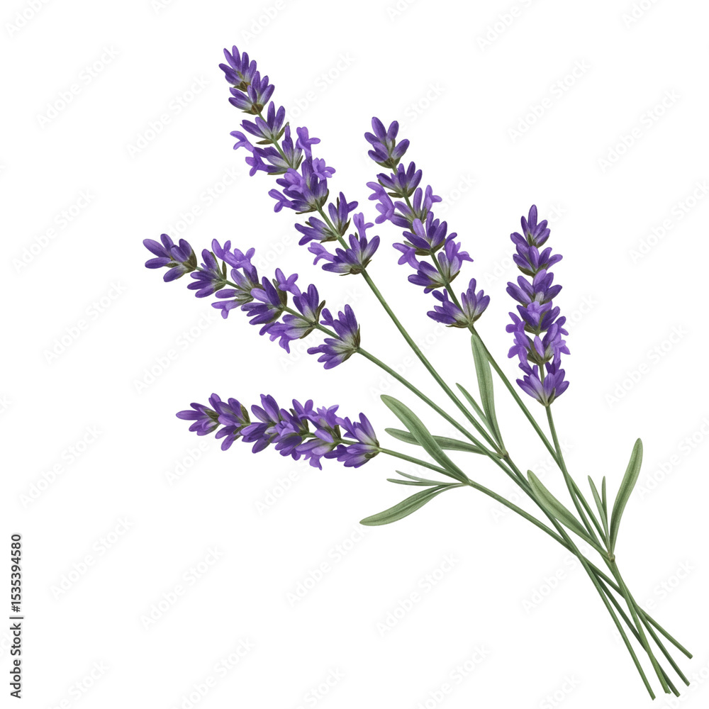 Naklejka premium Lavender sprigs bouquet isolated on transparent background
