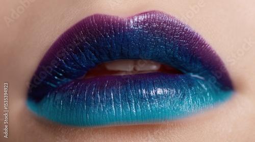 Vibrant Lip Art: A close-up showcases a set of beautifully painted lips in a mesmerizing gradient of colors, offering a modern twist on beauty and makeup.