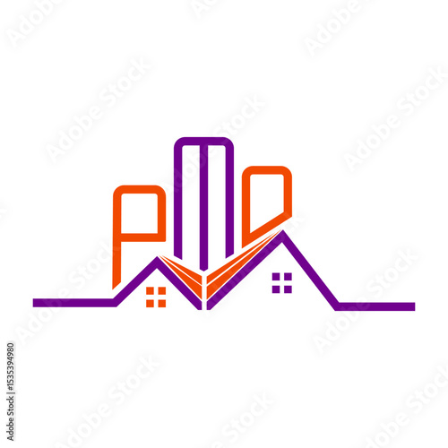 PMO Real State logo design, PMO simple and modern logo. PMO luxurious alphabet design