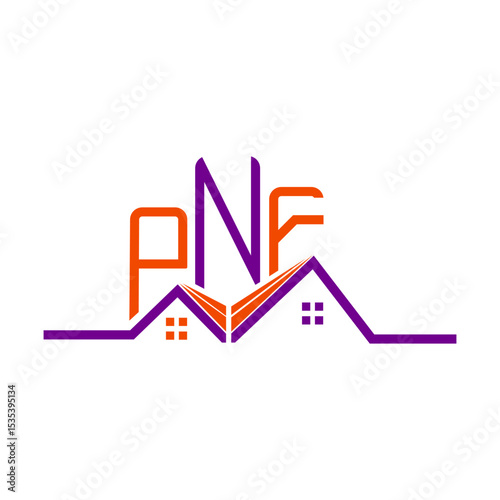 PNF Real State logo design, PNF simple and modern logo. PNF luxurious alphabet design