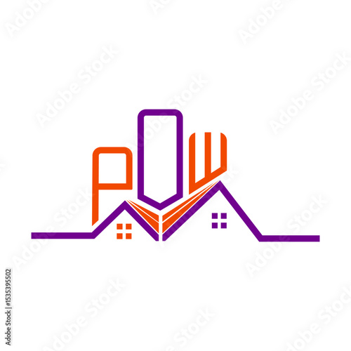 POW Real State logo design, POW simple and modern logo. POW luxurious alphabet design