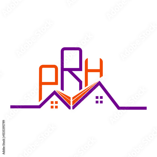 PRH Real State logo design, PRH simple and modern logo. PRH luxurious alphabet design