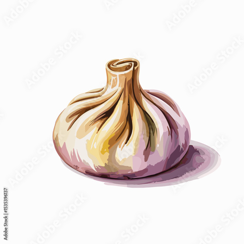 Watercolor Steamed Dumpling with Soft Pleats
