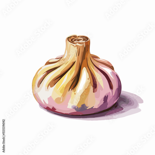Watercolor Steamed Dumpling with Soft Pleats