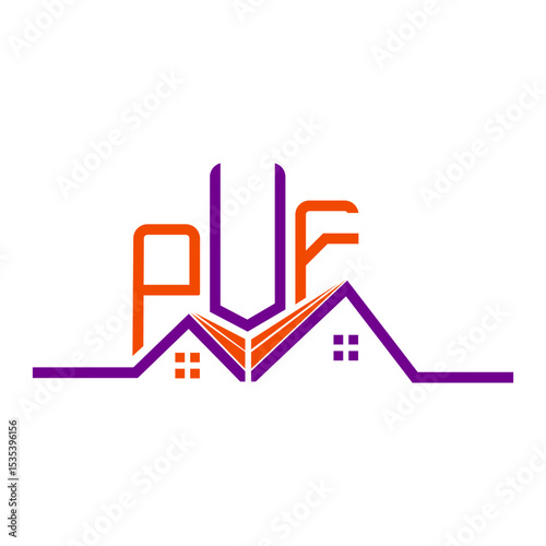 PUF Real State logo design, PUF simple and modern logo. PUF luxurious alphabet design