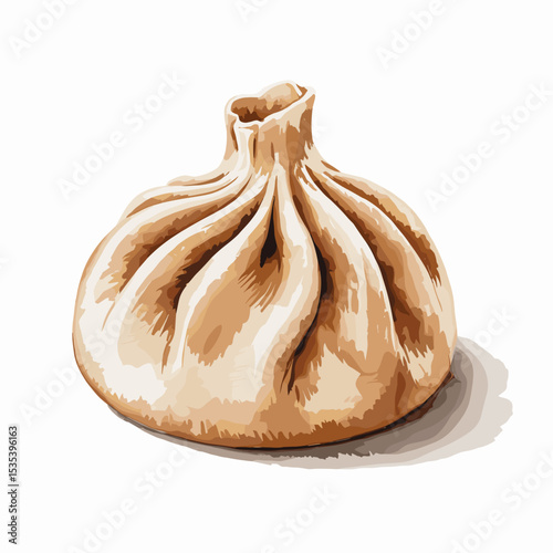 Watercolor Steamed Dumpling with Soft Pleats
