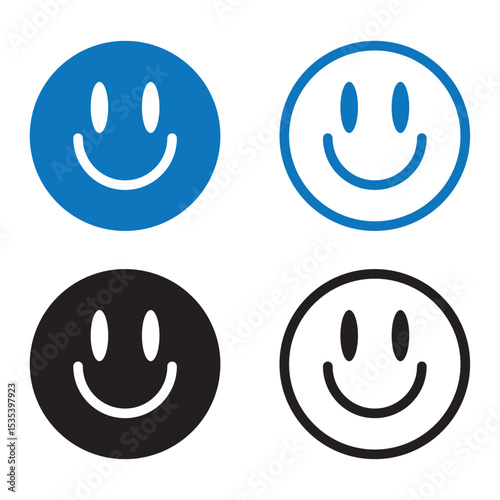 Smiley icon set. Smiley face emoji icon. 