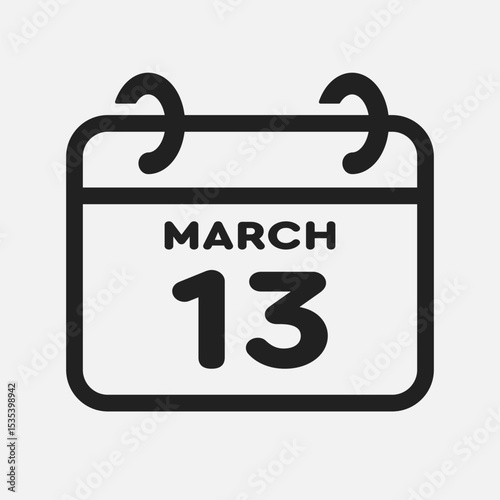 Icon page calendar day - 13 March