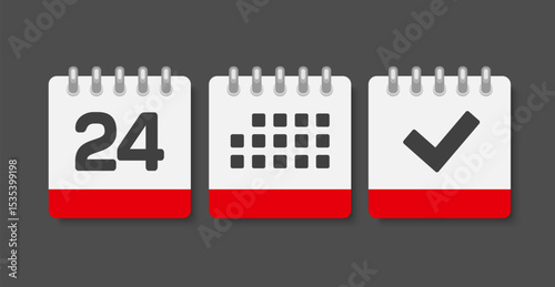 Vector icon page calendar - 24 day, agenda, done