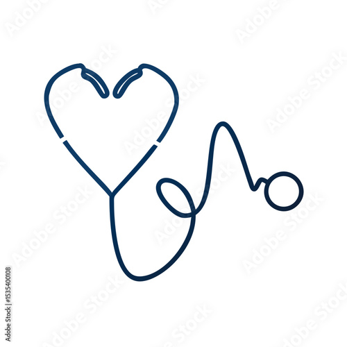 Heart-shaped stethoscope icon symbolizing love and care for patients, perfect for medical themes