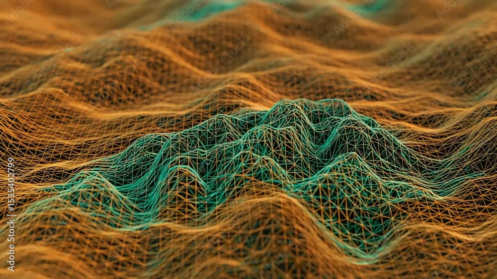 Abstract 3D Landscape with Orange and Teal Waves Abstract 3D Landscape with Orange and Teal Waves