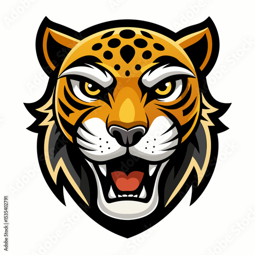 Fierce jaguar head logo, vector illustration.
