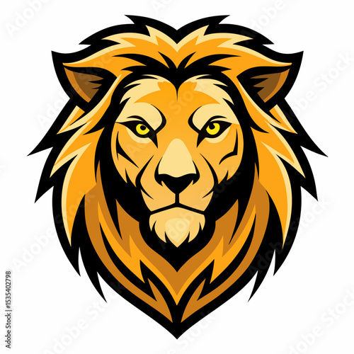 A fierce vector illustration of a lion's head logo.