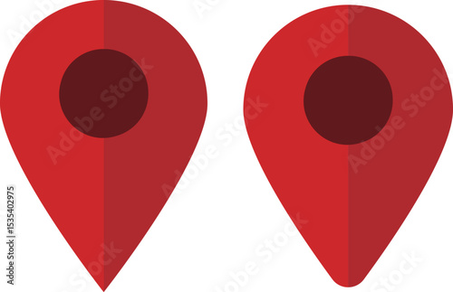 イラスト素材：マップのピン　ベクター　赤　red pin point. pin location icons.