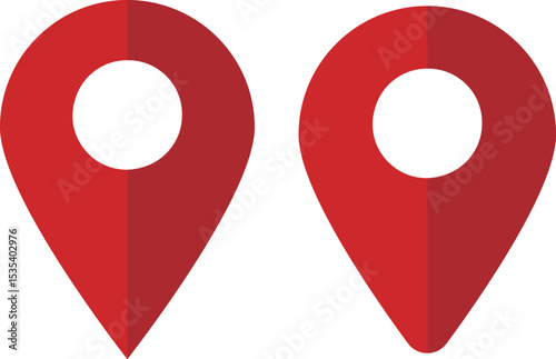 イラスト素材：マップのピン　ベクター　赤　red pin point. pin location icons.