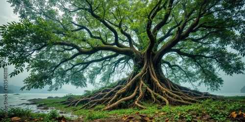 Majestic Amazonian Tree, Ancient Roots