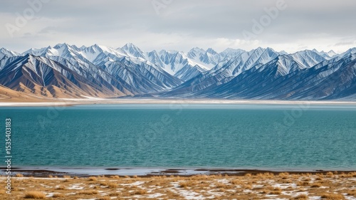 Majestic Tolbo Nuur Lake, Snow-Capped Mountains