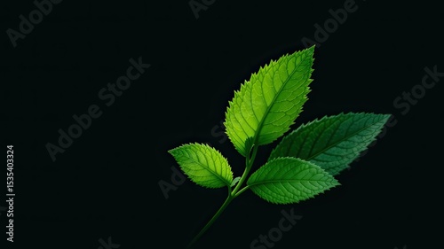 Modern Mint Leaf Symbol - Clean Green Logo Template