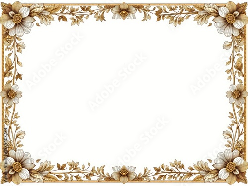 Ornate Flower Border, Indonesian Aesthetic, Art Nouveau Style Illustration