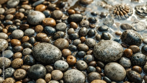 Polished River Pebbles,  Relaxing Design Element