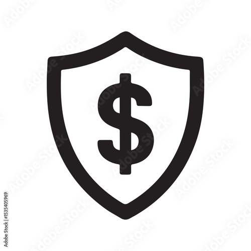 vector graphic depicting a dollar sign protected by a shield
