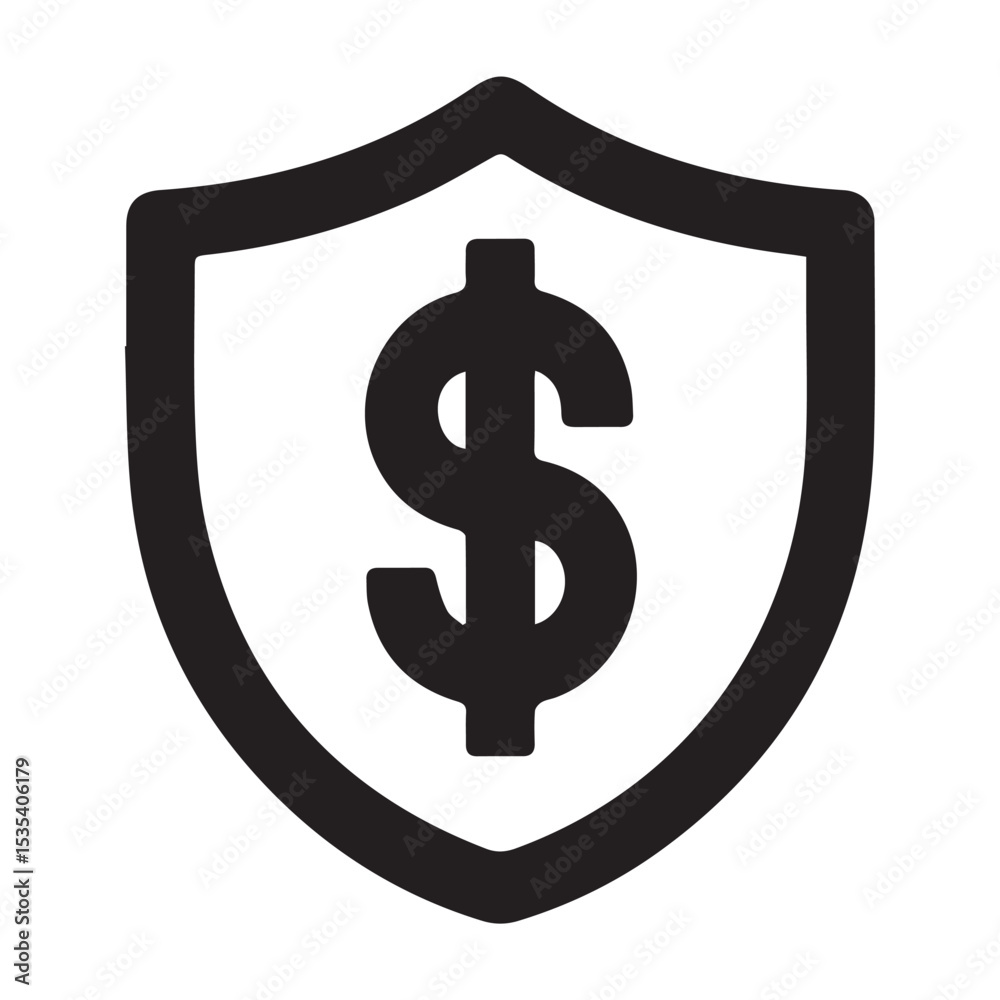 Fototapeta premium vector icon featuring a dollar sign protected by a sturdy shield