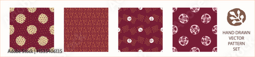 Polka dot blockprint seamless vector pattern set. Collection of neutral unisex whimsical style for wallpaper, backdrops and handmade print texture. All over vintage background. 