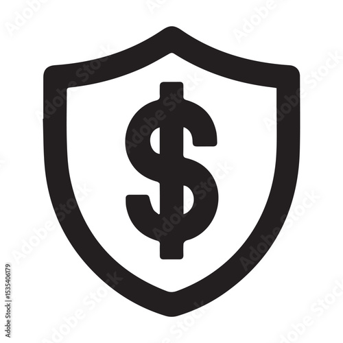 vector icon featuring a dollar sign protected by a sturdy shield